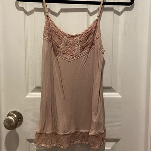 American Eagle Outfitters Blush Lace Edge Cami with Adjustable Straps Top